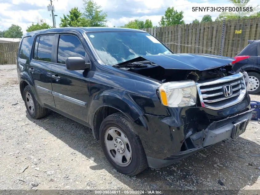 2015 Honda Pilot Lx VIN: 5FNYF3H29FB001585 Lot: 39534611