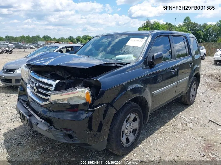 2015 Honda Pilot Lx VIN: 5FNYF3H29FB001585 Lot: 39534611