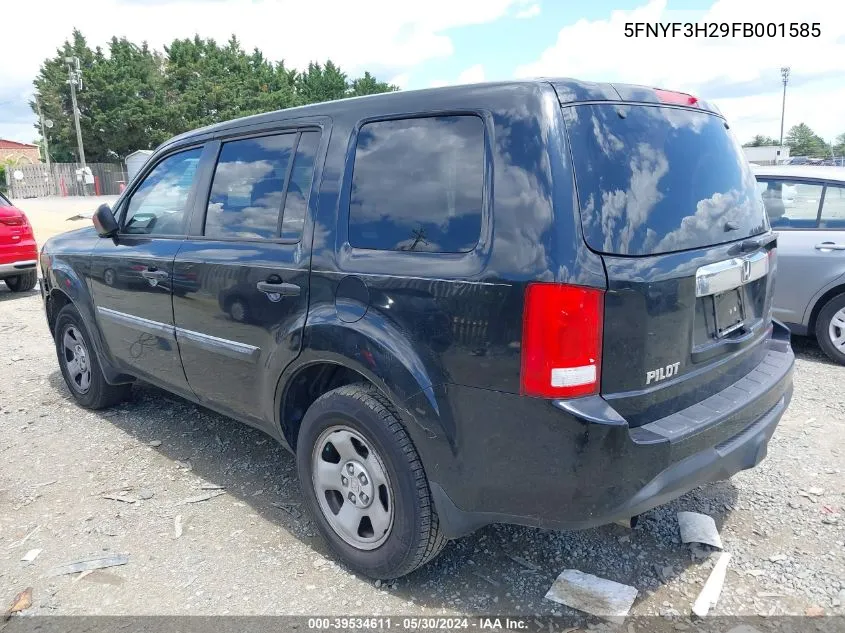 5FNYF3H29FB001585 2015 Honda Pilot Lx