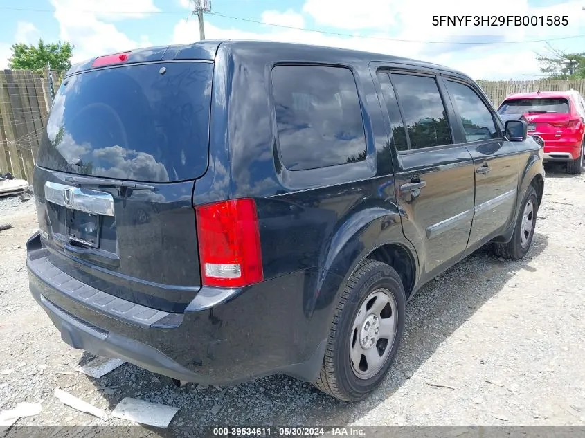 5FNYF3H29FB001585 2015 Honda Pilot Lx