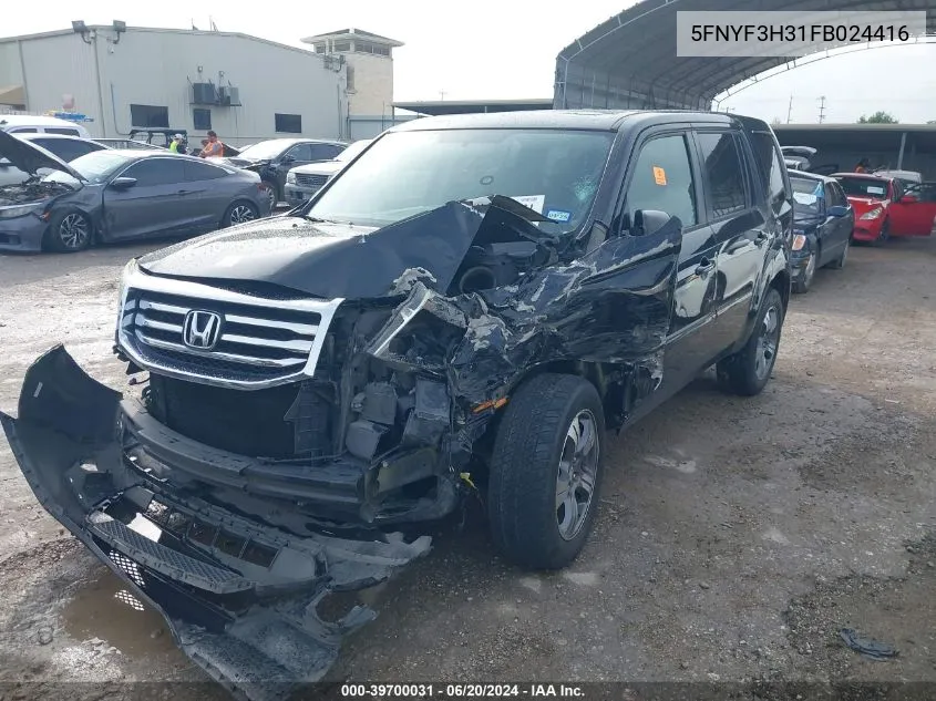 5FNYF3H31FB024416 2015 Honda Pilot Se