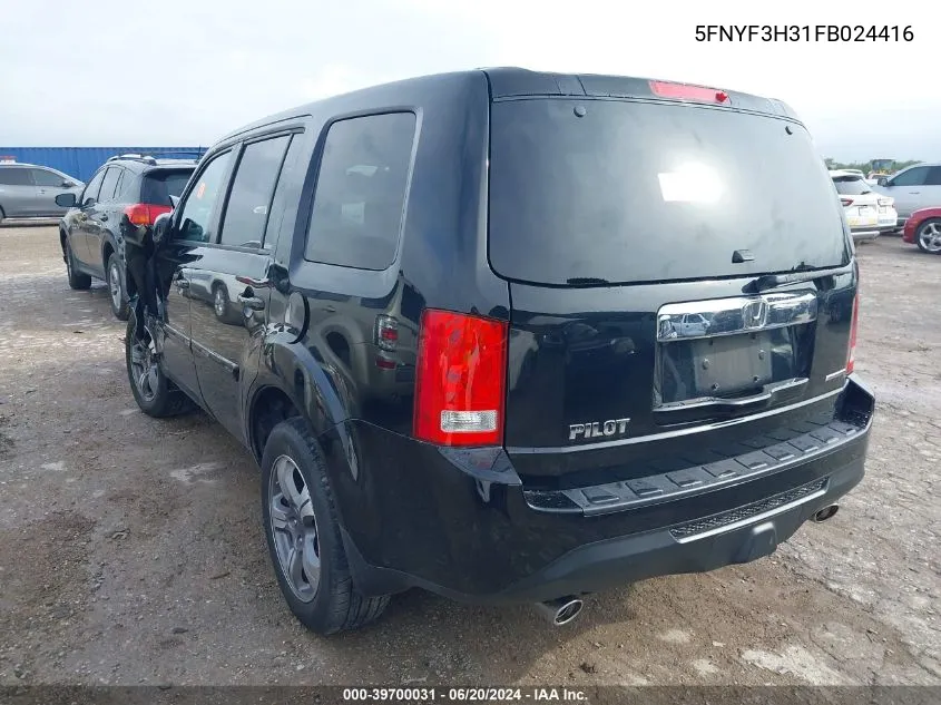 5FNYF3H31FB024416 2015 Honda Pilot Se