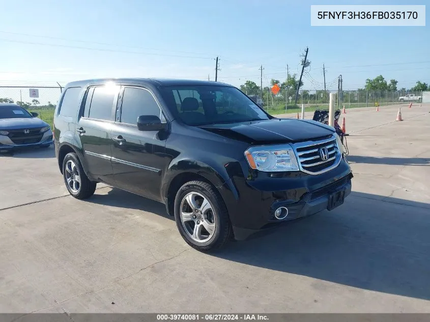 2015 Honda Pilot Se VIN: 5FNYF3H36FB035170 Lot: 39740081