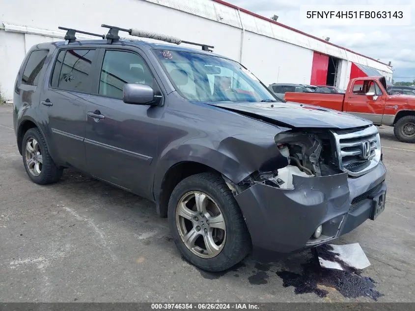 5FNYF4H51FB063143 2015 Honda Pilot Ex-L