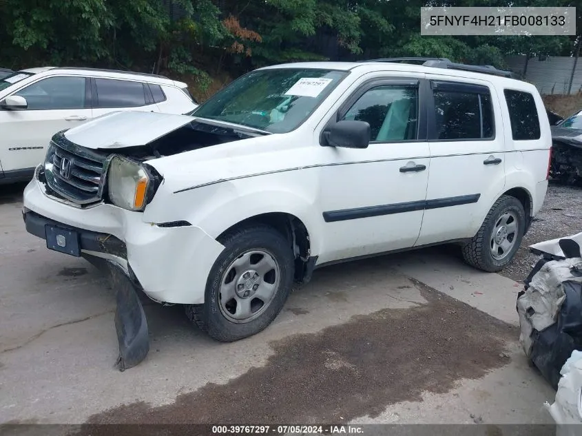 2015 Honda Pilot Lx VIN: 5FNYF4H21FB008133 Lot: 39767297