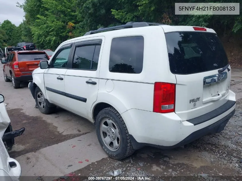 2015 Honda Pilot Lx VIN: 5FNYF4H21FB008133 Lot: 39767297