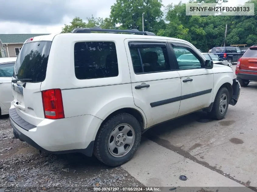 2015 Honda Pilot Lx VIN: 5FNYF4H21FB008133 Lot: 39767297