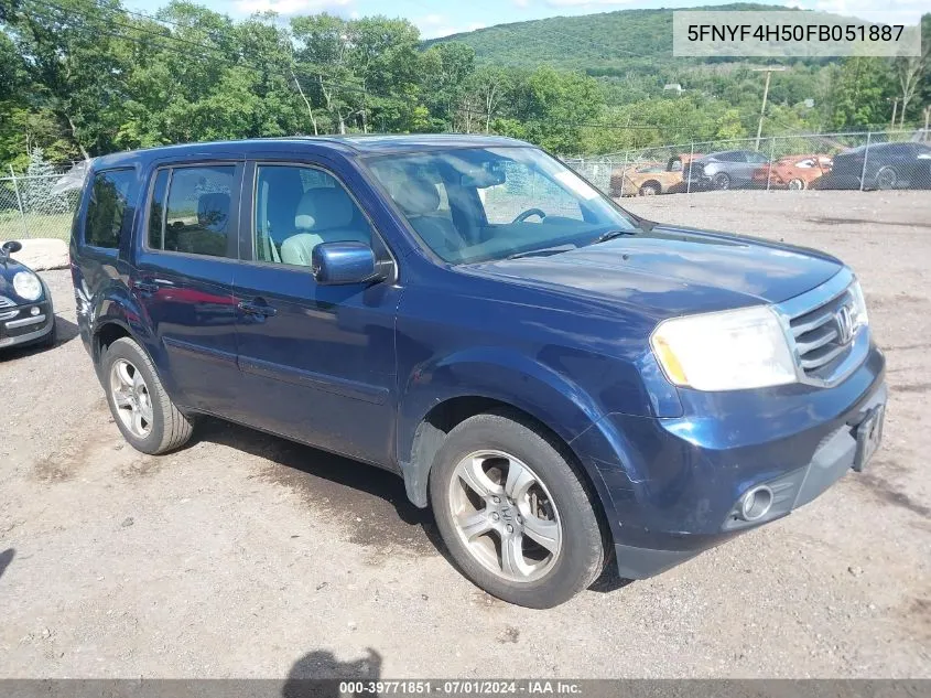 2015 Honda Pilot Ex-L VIN: 5FNYF4H50FB051887 Lot: 39771851