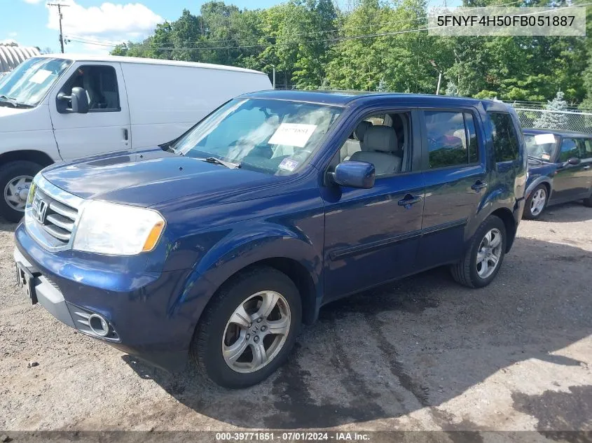 2015 Honda Pilot Ex-L VIN: 5FNYF4H50FB051887 Lot: 39771851