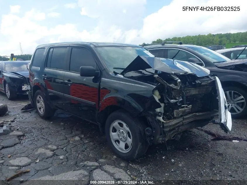 2015 Honda Pilot Lx VIN: 5FNYF4H26FB032525 Lot: 39942028