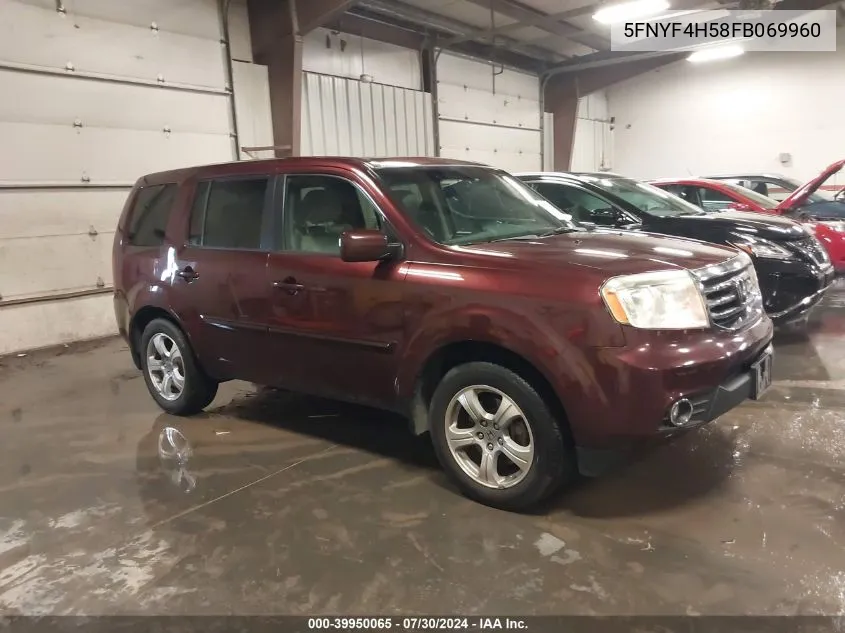 2015 Honda Pilot Ex-L VIN: 5FNYF4H58FB069960 Lot: 39950065