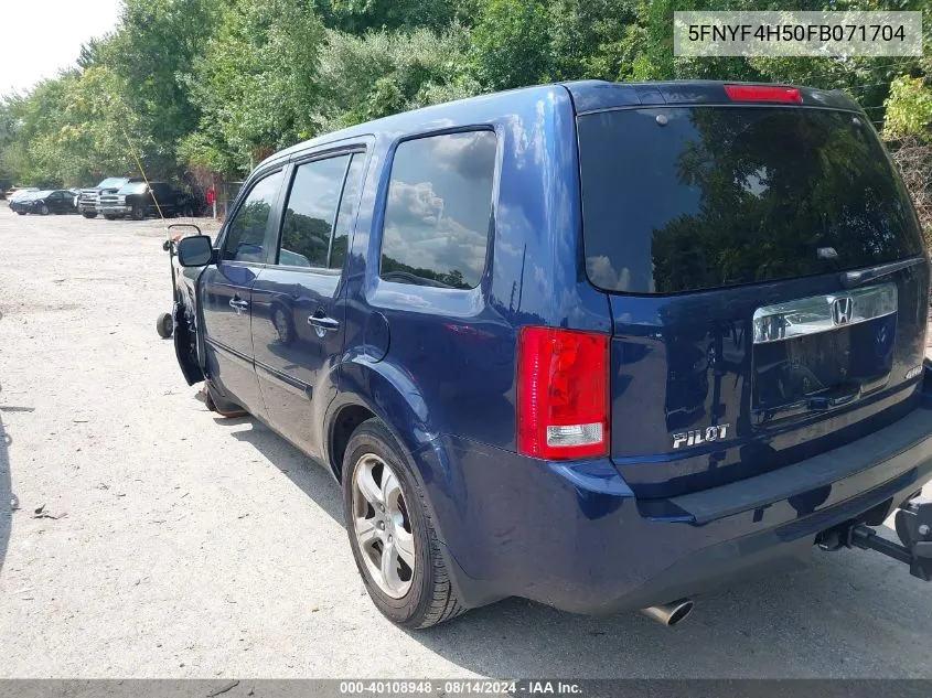 2015 Honda Pilot Ex-L VIN: 5FNYF4H50FB071704 Lot: 40108948