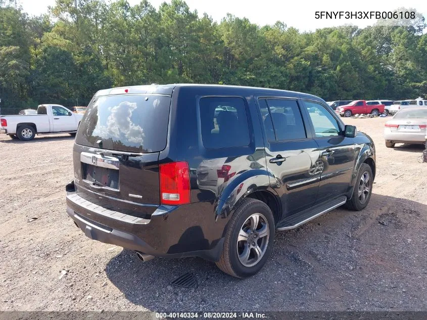 5FNYF3H3XFB006108 2015 Honda Pilot Se