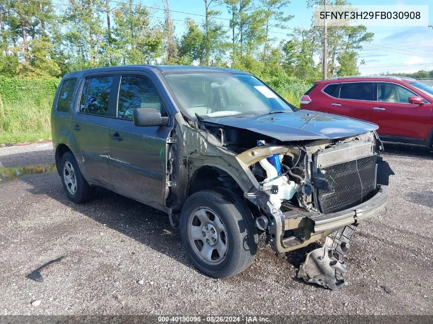 2015 Honda Pilot Lx VIN: 5FNYF3H29FB030908 Lot: 40190095