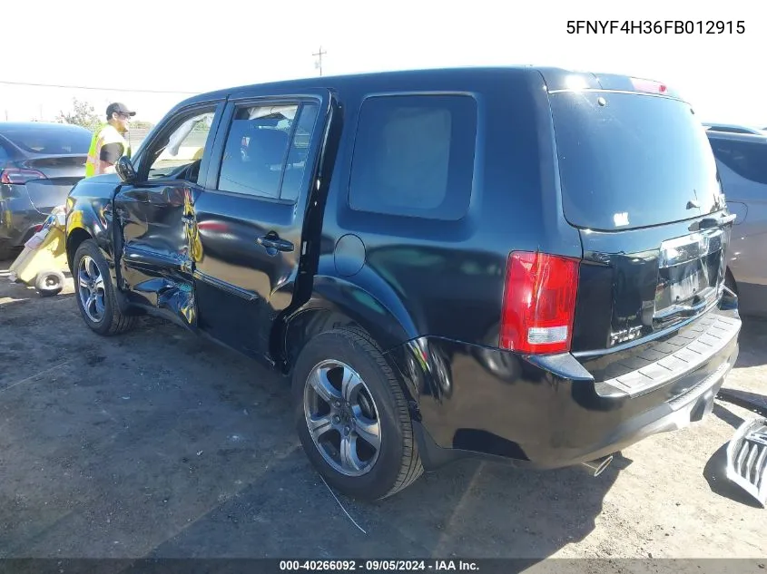 2015 Honda Pilot Se VIN: 5FNYF4H36FB012915 Lot: 40266092