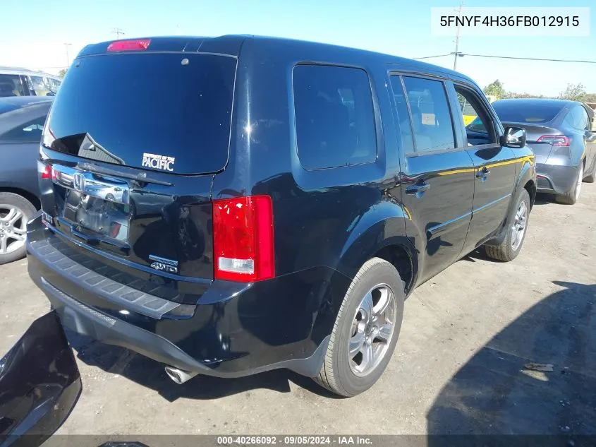 2015 Honda Pilot Se VIN: 5FNYF4H36FB012915 Lot: 40266092