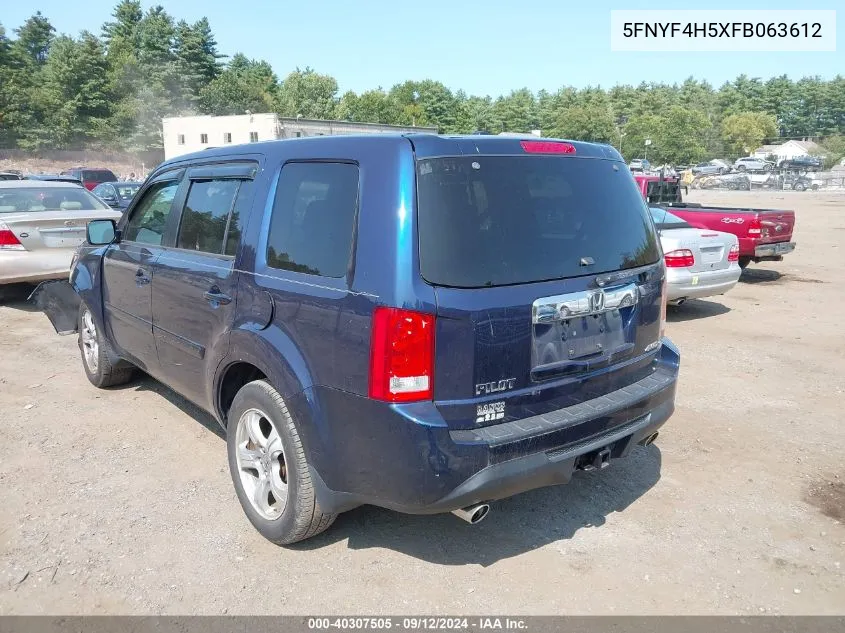 2015 Honda Pilot Ex-L VIN: 5FNYF4H5XFB063612 Lot: 40307505