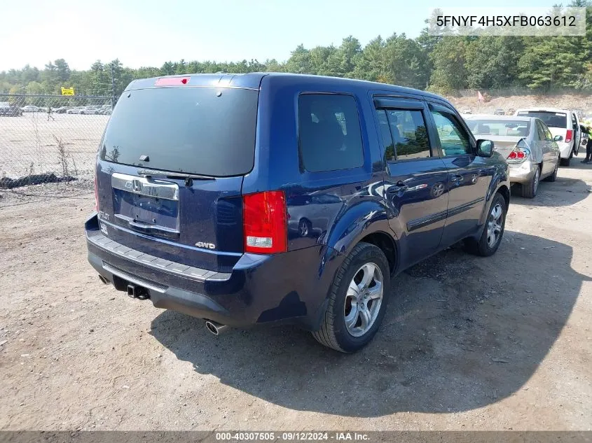 2015 Honda Pilot Ex-L VIN: 5FNYF4H5XFB063612 Lot: 40307505