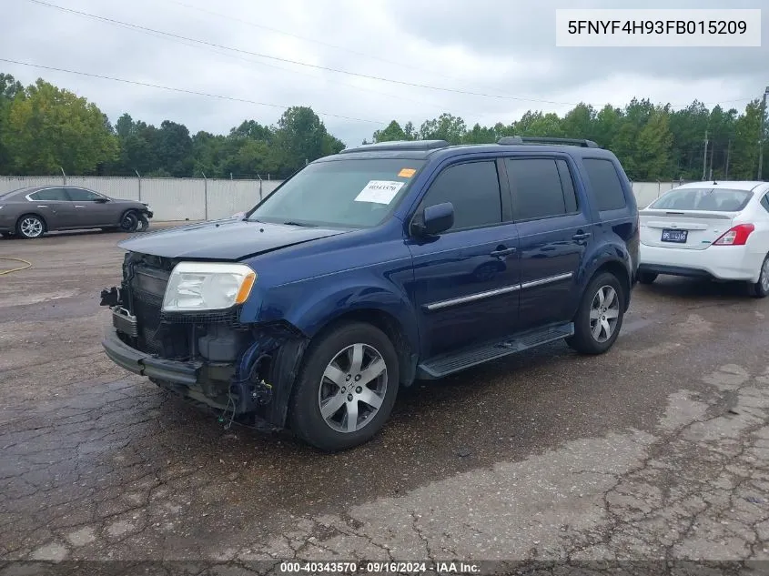 2015 Honda Pilot Touring VIN: 5FNYF4H93FB015209 Lot: 40343570