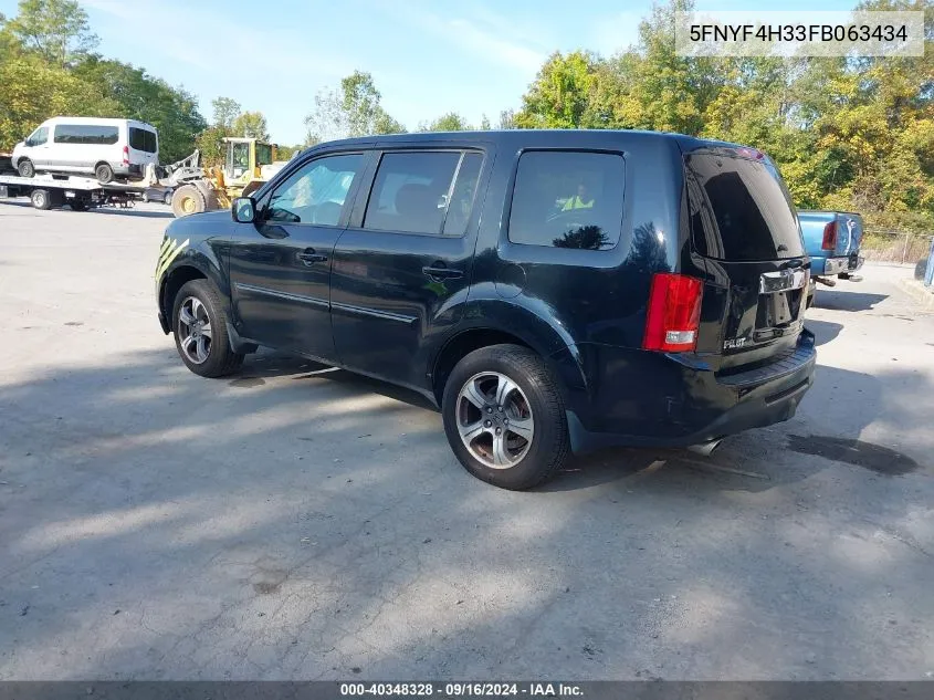 2015 Honda Pilot Se VIN: 5FNYF4H33FB063434 Lot: 40348328