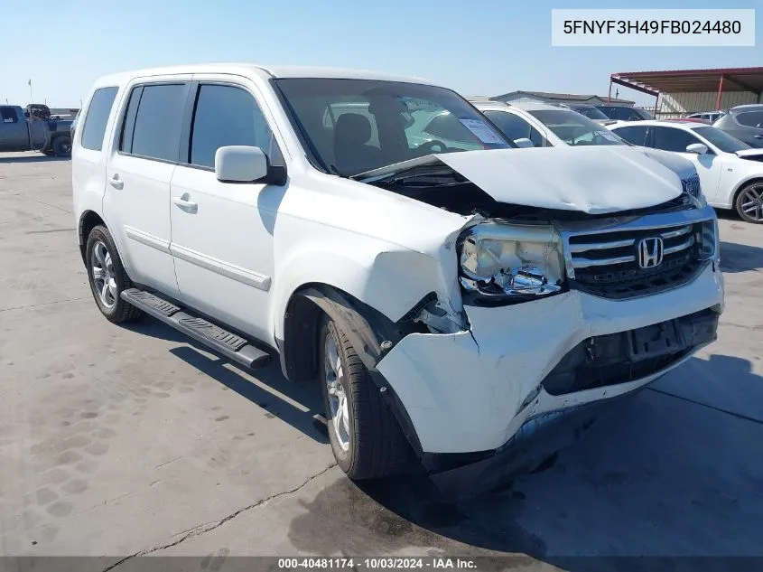 2015 Honda Pilot Ex VIN: 5FNYF3H49FB024480 Lot: 40481174