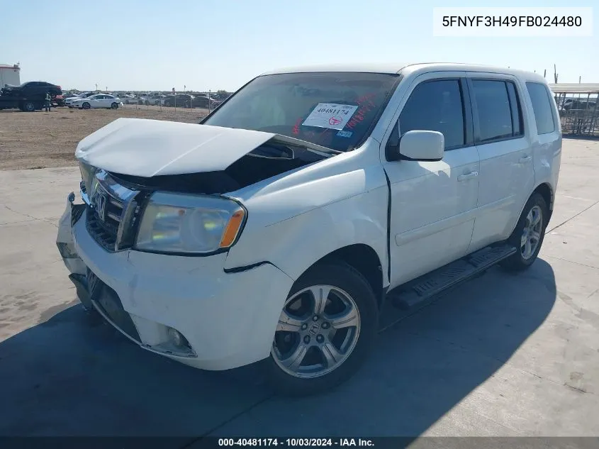 2015 Honda Pilot Ex VIN: 5FNYF3H49FB024480 Lot: 40481174