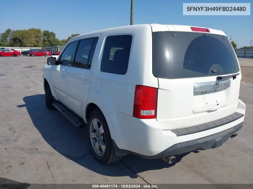 2015 Honda Pilot Ex VIN: 5FNYF3H49FB024480 Lot: 40481174