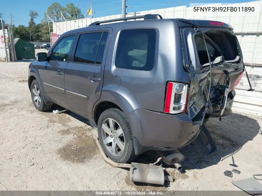 2015 Honda Pilot Touring VIN: 5FNYF3H92FB011890 Lot: 40648772