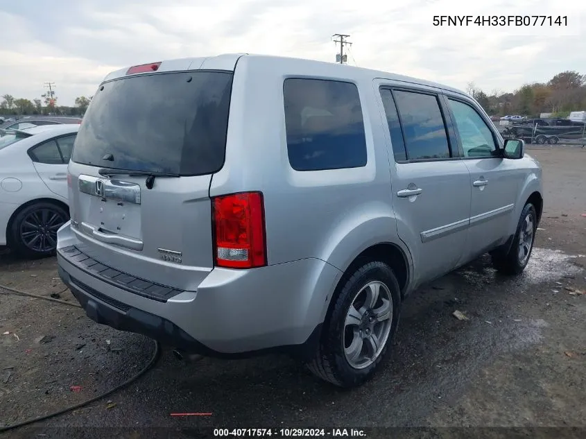 2015 Honda Pilot Se VIN: 5FNYF4H33FB077141 Lot: 40717574