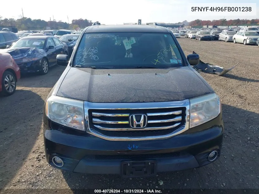 2015 Honda Pilot Touring VIN: 5FNYF4H96FB001238 Lot: 40726204