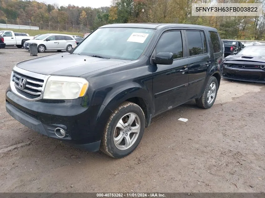 2015 Honda Pilot Ex-L VIN: 5FNYF3H63FB003822 Lot: 40753262