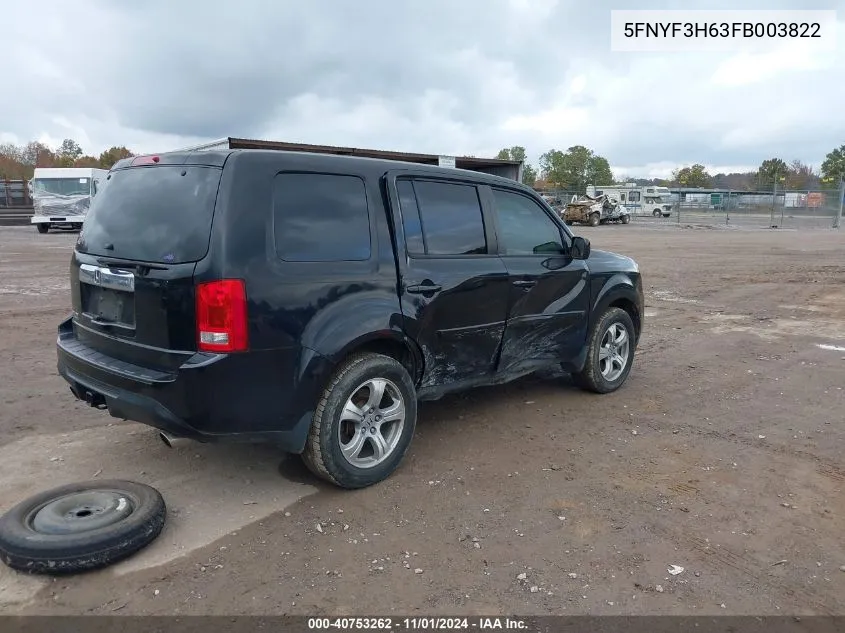 2015 Honda Pilot Ex-L VIN: 5FNYF3H63FB003822 Lot: 40753262