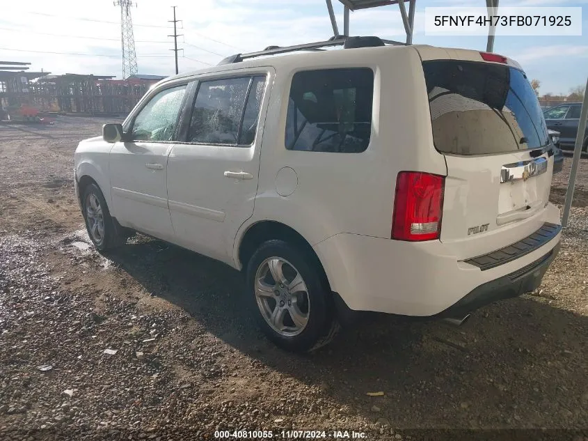 2015 Honda Pilot Ex-L VIN: 5FNYF4H73FB071925 Lot: 40810055