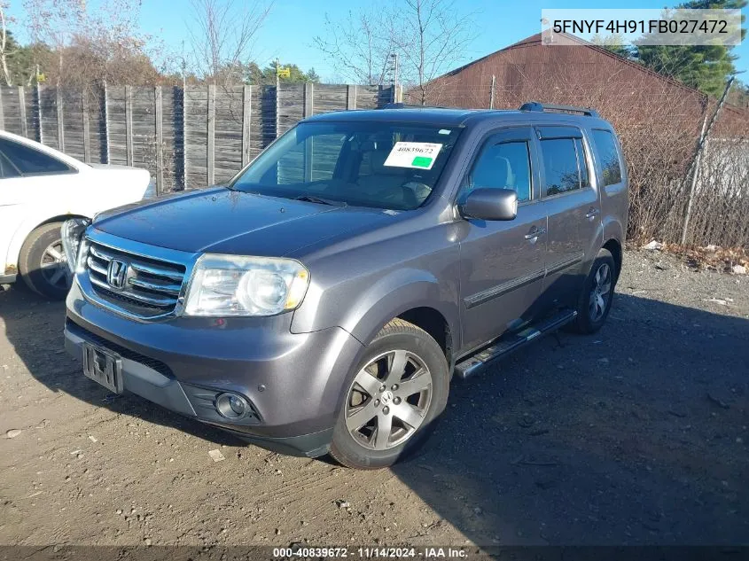 2015 Honda Pilot Touring VIN: 5FNYF4H91FB027472 Lot: 40839672