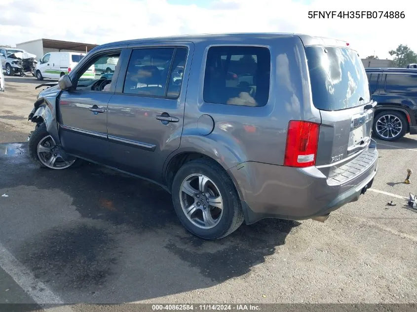 2015 Honda Pilot Se VIN: 5FNYF4H35FB074886 Lot: 40862584