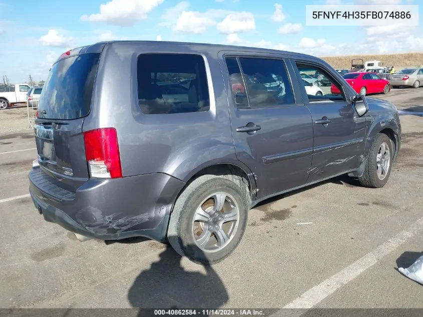 2015 Honda Pilot Se VIN: 5FNYF4H35FB074886 Lot: 40862584