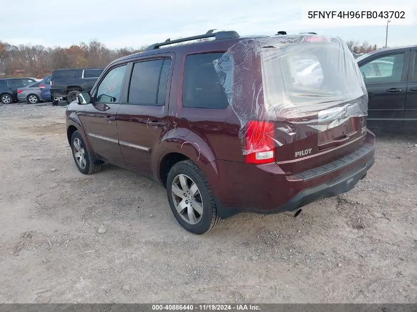 2015 Honda Pilot Touring VIN: 5FNYF4H96FB043702 Lot: 40886440