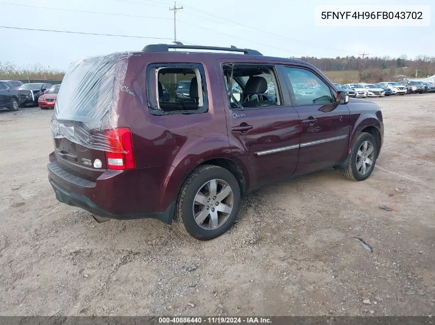 2015 Honda Pilot Touring VIN: 5FNYF4H96FB043702 Lot: 40886440