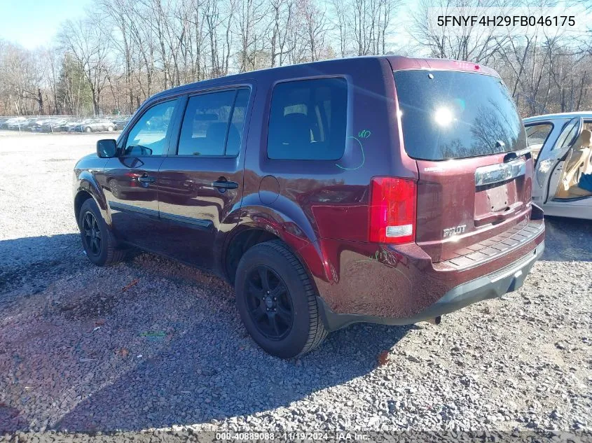 2015 Honda Pilot Lx VIN: 5FNYF4H29FB046175 Lot: 40889088