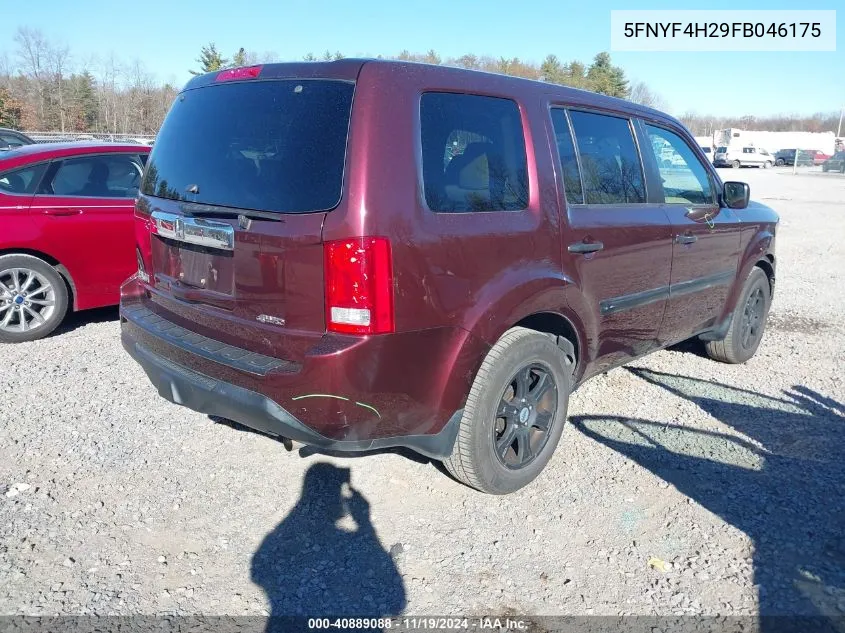 2015 Honda Pilot Lx VIN: 5FNYF4H29FB046175 Lot: 40889088