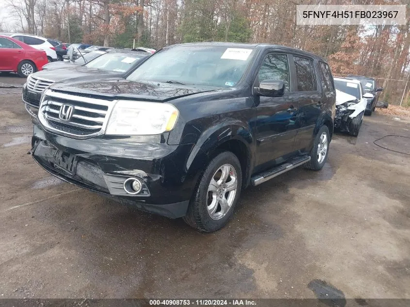 2015 Honda Pilot Ex-L VIN: 5FNYF4H51FB023967 Lot: 40908753