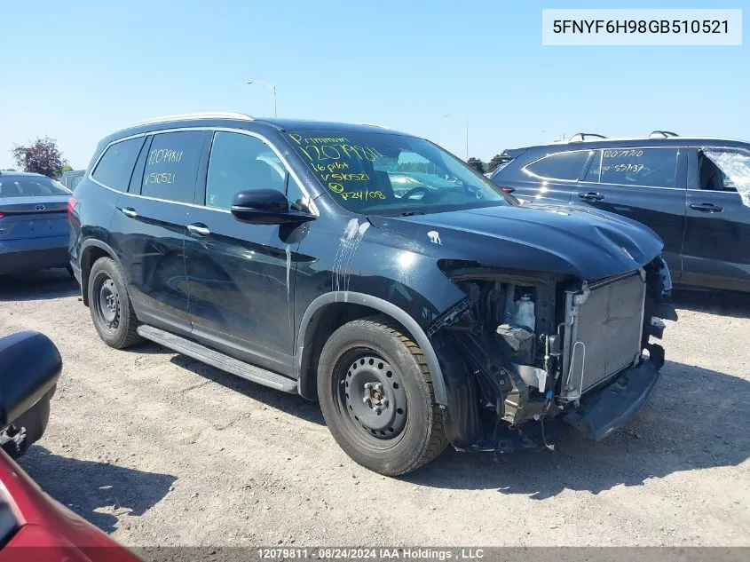 2016 Honda Pilot VIN: 5FNYF6H98GB510521 Lot: 12079811