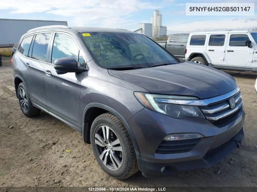 2016 Honda Pilot Exl VIN: 5FNYF6H52GB501147 Lot: 12125566