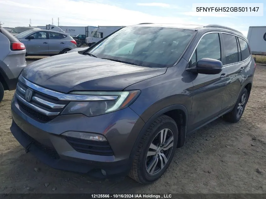 2016 Honda Pilot Exl VIN: 5FNYF6H52GB501147 Lot: 12125566