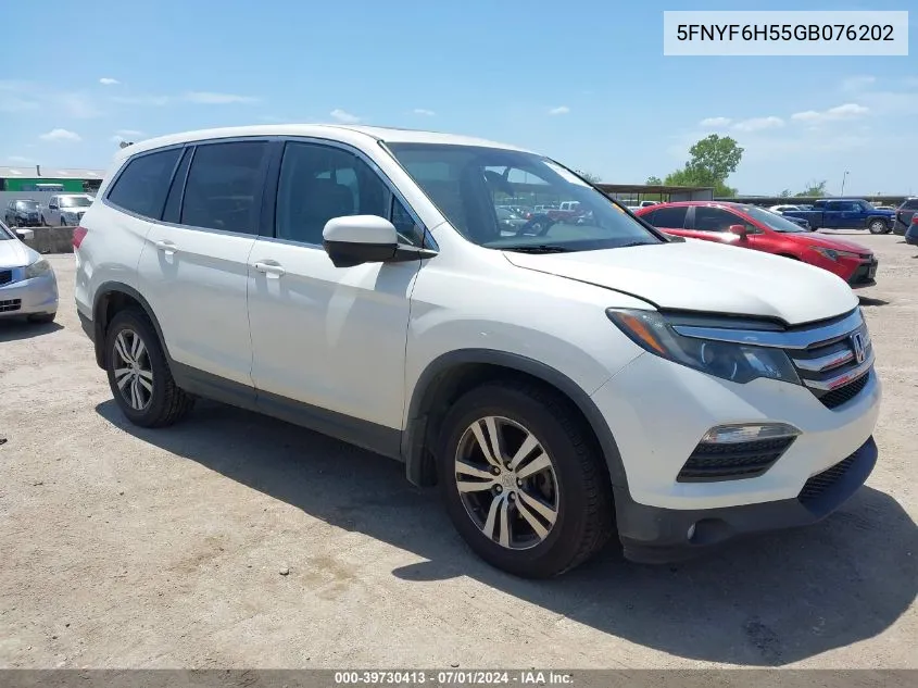 2016 Honda Pilot Ex-L VIN: 5FNYF6H55GB076202 Lot: 39730413