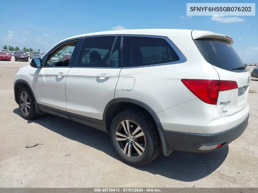 2016 Honda Pilot Ex-L VIN: 5FNYF6H55GB076202 Lot: 39730413