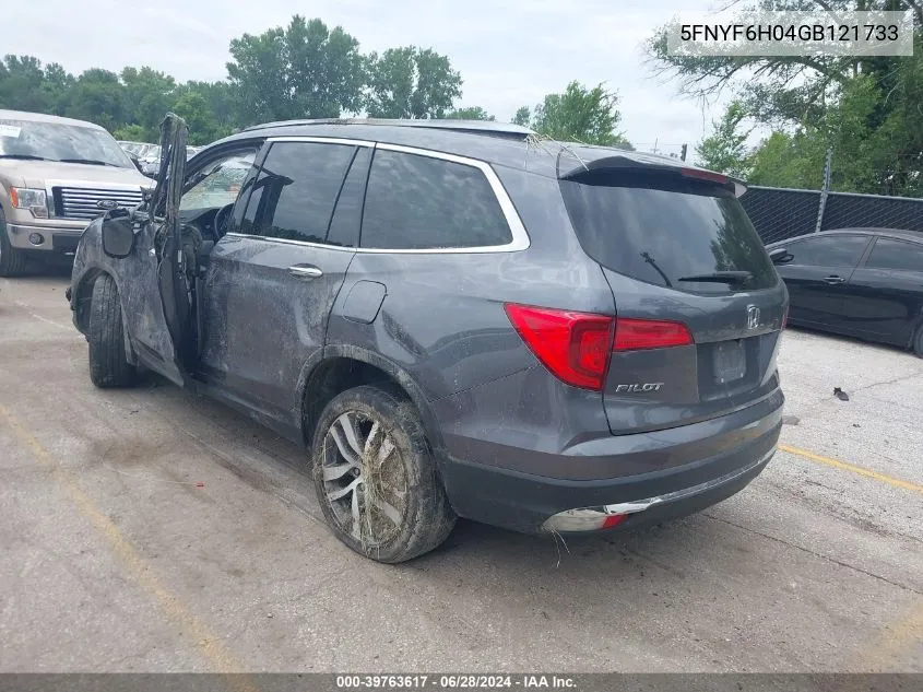 2016 Honda Pilot Elite VIN: 5FNYF6H04GB121733 Lot: 39763617