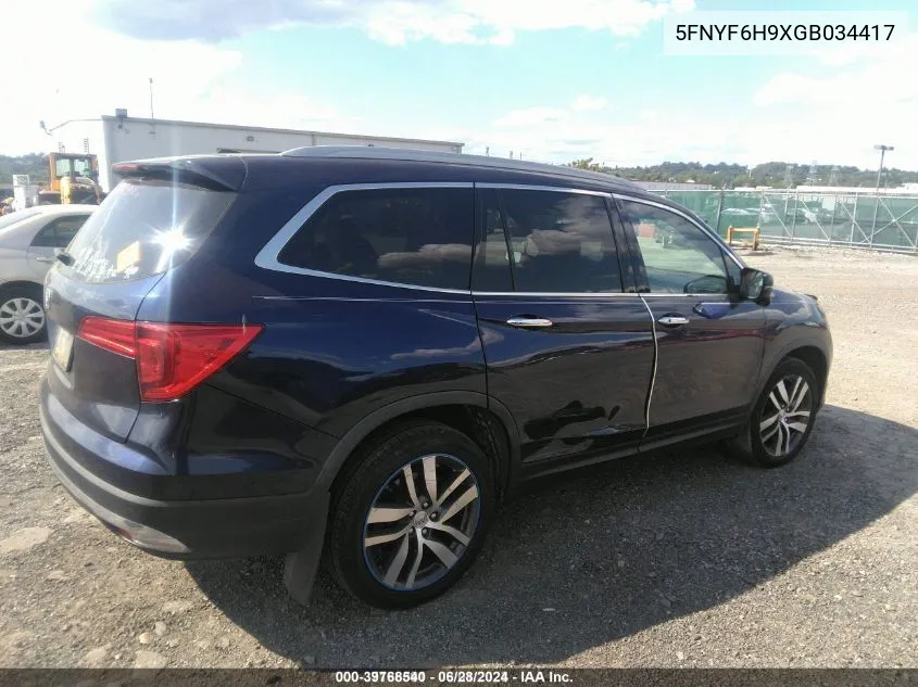 5FNYF6H9XGB034417 2016 Honda Pilot Touring