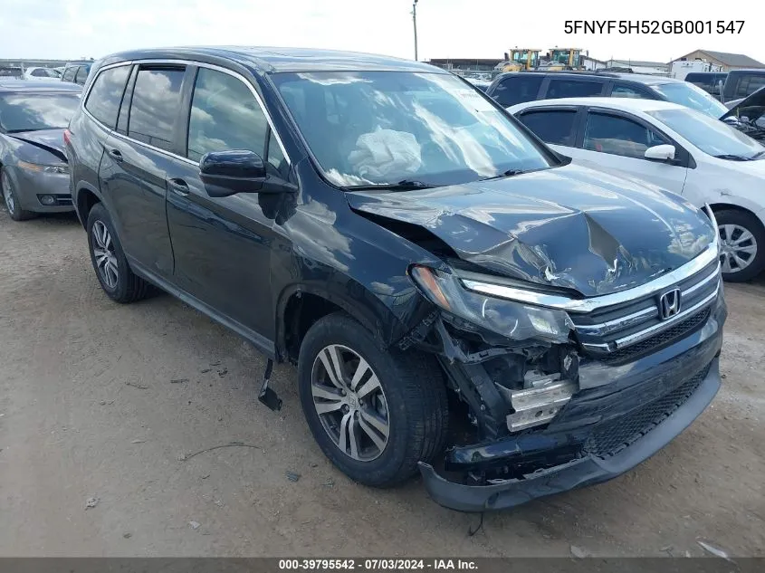 5FNYF5H52GB001547 2016 Honda Pilot Ex-L