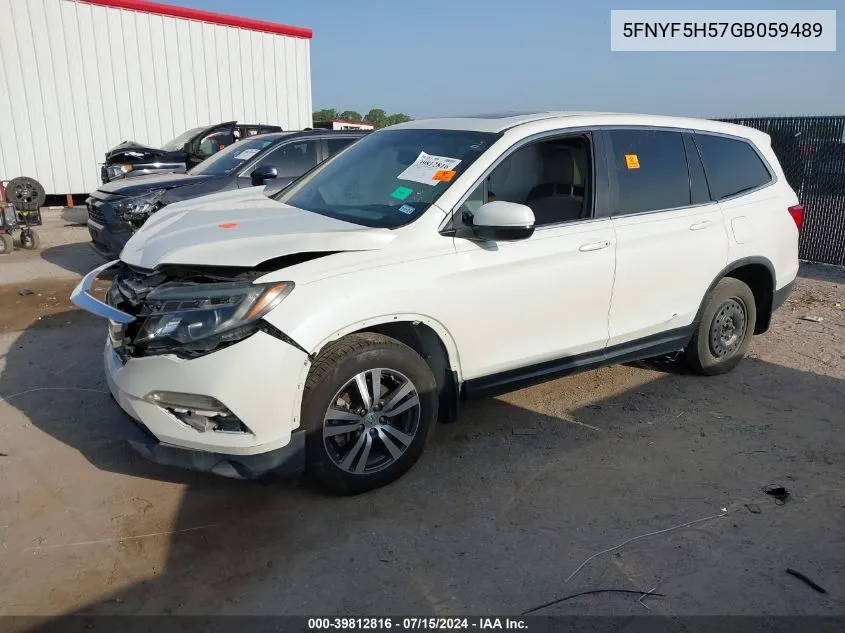 5FNYF5H57GB059489 2016 Honda Pilot Ex-L